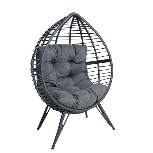 ESTEXO XXL Lounge Sessel Rattansessel Polyrattan Korbsessel Rattan Relaxsessel Gartenstuhl mit Kissen Anthrazit von ESTEXO