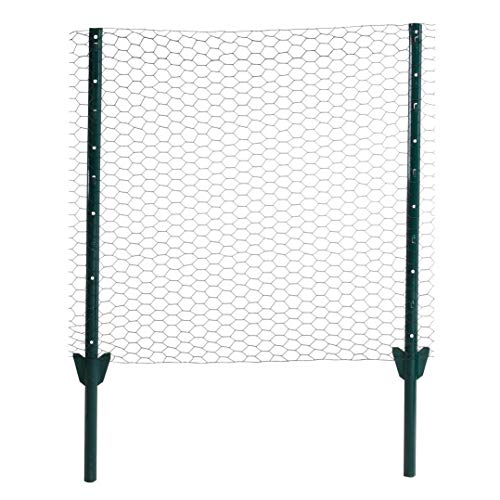 ESTEXO Zaun-Set Komplett-Set Sechseckgeflecht Zaun Draht Hasendraht Drahtzaun Drahtgeflecht 6eck Gartenzaun Drahtgitter mit Pfosten (Grün / 25 mm / 1,20 x 25 m) von ESTEXO