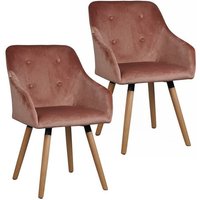 Esszimmerstuhl Küchenstuhl Stuhl 2er Set Vintage Essstuhl Stoffbezug Holz Stühle Altrosa Samt von ESTEXO