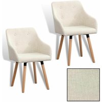 Esszimmerstuhl Küchenstuhl Stuhl 2er Set Vintage Essstuhl Stoffbezug Holz Stühle Beige von ESTEXO