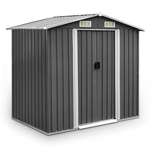 Estexo GGS Geräteschuppen Metall anthrazit, mit Satteldach, 204 x 132 x 185 cm von ESTEXO
