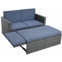 Estexo - Gartenmöbel Polyrattan Sitzgruppe Lounge Gartensofa Essgruppe Set Anthrazit-Grau von ESTEXO