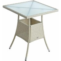 Polyrattan Balkontisch Rattan Tisch Beistelltisch Gartentisch 60 cm Beige von ESTEXO