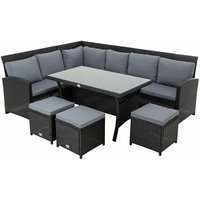 Polyrattan Essgruppe schwarz Sitzgruppe Garten Lounge Gartenmöbel Set Rattan von ESTEXO