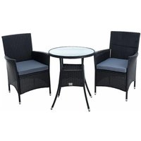 Estexo - Polyrattan Gartenmöbel Set Gartenset Sitzgruppe Rattan Essgruppe Sessel Schwarz von ESTEXO