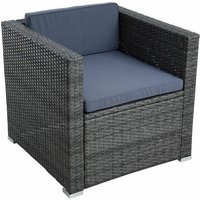 Polyrattan Loungesessel Gartensessel Rattan Sessel Gartenstuhl Anthrazit-Grau von ESTEXO