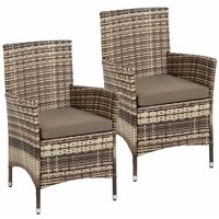 Estexo - Rattan Gartensessel Polyrattan Stuhl Gartenstuhl 2er Set Sessel Beige-Braun von ESTEXO