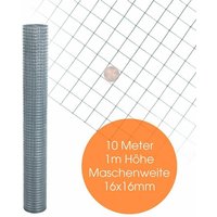 Volierendraht Maschendraht Zaun Schweißgitter Drahtgitter 4-Eck verzinkt Draht 10 Meter / 16 x 16 mm von ESTEXO