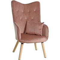 Estexo - Fernsehsessel Lucas Relaxsessel Sessel mit Kissen Lese Stoff Polsterstuhl Altrosa Samt von ESTEXO