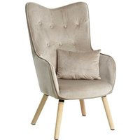 Estexo - Fernsehsessel Relaxsessel Sessel mit Kissen Lese Stoff Polsterstuhl Wohnzimmer Beige/Grau Samt von ESTEXO