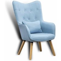 Fernsehsessel Relaxsessel Sessel mit Kissen Lese Stoff Polsterstuhl Wohnzimmer Hellblau von ESTEXO