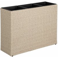 Hochbeet Polyrattan Blumenkübel Pflanzkübel Rattan Blumentopf Set Beige-Grau von ESTEXO