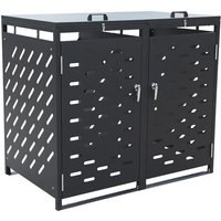 Mülltonnenbox Müllbox Mülltonnenverkleidung 2 Türen Box Anthrazit mit Deckel von ESTEXO