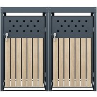 Mülltonnenbox Müllbox Mülltonnenverkleidung 2 Türen Box Pflanzdach Anthrazit von ESTEXO