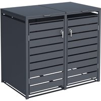 Mülltonnenbox Müllbox Mülltonnenverkleidung 2 Türen Box mit Deckel Anthrazit von ESTEXO
