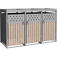 Estexo - Mülltonnenbox Müllbox Mülltonnenverkleidung 3 Türen Pflanzdach verzinkt RAL9007 von ESTEXO