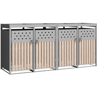 Estexo - Mülltonnenbox Müllbox Mülltonnenverkleidung 4 Türen Pflanzdach verzinkt RAL9007 von ESTEXO