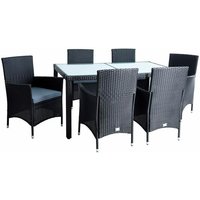 Poly-Rattan Sitzgruppe Essgruppe Gartenmöbel Set 6 Personen Gartenset Schwarz von ESTEXO