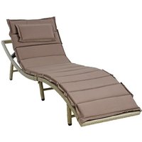 Poly Rattan Sonnenliege Gartenliege XXL Strandliege Freizeitliege Relaxliege Beige von ESTEXO