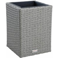 Polyrattan Blumenkübel Pflanzkübel 40 cm Rattan Blumentopf Übertopf Grau-Mix von ESTEXO