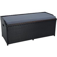 Polyrattan Gartenbank Sitzbank mit Auflagenbox Kissenbox Rattan Bank Kissentruhe Schwarz von ESTEXO