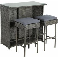 Polyrattan Gartenbar Set Gartenmöbel Sitzgruppe Rattan Bar Tresen Barset Tisch von ESTEXO