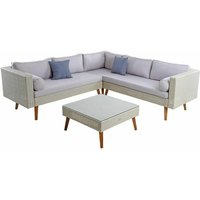 Polyrattan Gartenmöbel Set Eck-Sitzgruppe Lounge Essgruppe Rattan Möbel Beige von ESTEXO