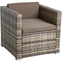 Polyrattan Loungesessel Gartensessel Rattan Sessel Gartenstuhl Beige-Braun von ESTEXO