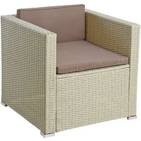 Polyrattan Loungesessel Gartensessel Rattan Sessel Gartenstuhl Rattanstuhl Beige von ESTEXO