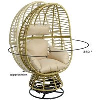 Estexo - Polyrattan Loungesessel Schwingsessel Rattan Sessel Relaxsessel Stuhl Beige von ESTEXO