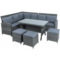 Estexo - Polyrattan Sitzgruppe Essgruppe Couch Sofa Set Lounge Gartengarnitur 7tlg grau von ESTEXO