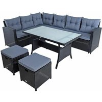 Polyrattan Sitzgruppe Essgruppe Gartenmöbel Set Lounge Gartengarnitur Schwarz Polyrattan Sitzgruppe Essgruppe Gartenmöbel Set Lounge Gartengarnitur Schwarz von ESTEXO