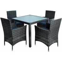 Polyrattan Sitzgruppe Gartenmöbel Set Rattan Gartenset Essgruppe Anthrazit Grau von ESTEXO