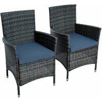 Rattan Gartensessel Polyrattan Stuhl Gartenstuhl 2er Set Sessel Anthrazit-Grau von ESTEXO