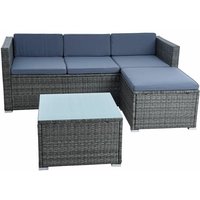 Estexo - Rattan Lounge Sitzgruppe Gartenmöbel Set Sofa Couch 3-Sitzer Rattanmöbel Grau von ESTEXO