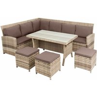 Rattan Sitzgruppe 20tlg Garten Lounge Möbel Gartenmöbel Set Sofa Essgruppe beige von ESTEXO