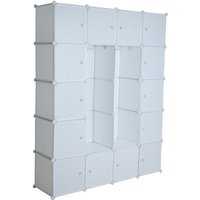 Regalsystem Würfelregal Steckregal + Kleiderstange Regal Kleiderschrank Schrank Weiß von ESTEXO