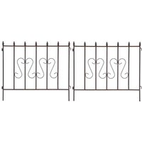 Schmuckzaun Metallzaun Gartenzaun 72x67 cm Zaunelemente 2er Set erweiterbar Rost von ESTEXO
