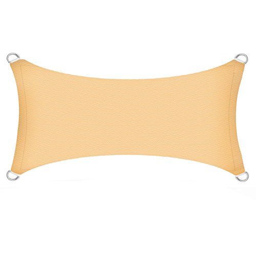 Sonnensegel Sonnenschutzsegel Sonnendach Sonnenschutz UV-Schutz Sichtschutz HDPE Beige 4x6m (Rechteck) von ESTEXO