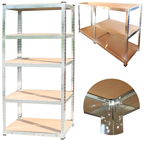 Steckregal Schwerlastregal Werkstattregal Lagerregal Kellerregal Regal DIY 5 Böden Stecksystem (180x90x60 cm / 875 kg) von ESTEXO