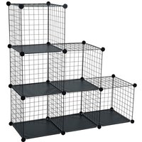 Stufenregal Regalsystem Steckregal 6 Fächer Gitter diy Regal Metall Würfelregal Schwarz von ESTEXO