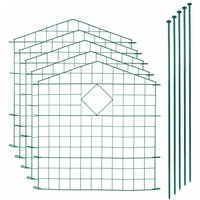 Teichzaun Gartenzaun 11tlg Set Zaun Teich 5 Zaunelemente Gitterzaun Metall grün Oberbogen spitz mit Raute von ESTEXO