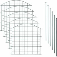 Teichzaun Gartenzaun 11tlg Set Zaun Teich 5 Zaunelemente Gitterzaun Metall grün Oberbogen von ESTEXO