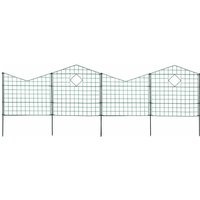 Teichzaun Set Zaunset Zaun 10 Elemente Steckzaun Gartenzaun Spitzbögen Grün von ESTEXO