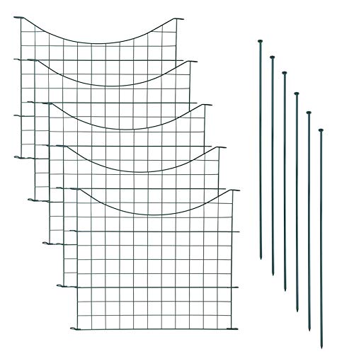 Teichzaun Set mit 5 Zaunelementen und 6 Befestigungsstäben, Welpanauslauf, Metall, Gartenzaun, Freigehege, Teich, Zaun, Set, 5 Elemente, Gitterzaun (Unterbogen) von ESTEXO
