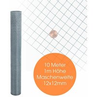 Estexo - Volierendraht Maschendraht Zaun Schweißgitter Drahtgitter 4-Eck verzinkt Draht 10 Meter / 12 x 12 mm von ESTEXO