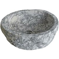 Estexo - Waschbecken Naturstein Marmor ca. ø 38-40 cm x 15 cm Waschtisch Waschschale Grau von ESTEXO