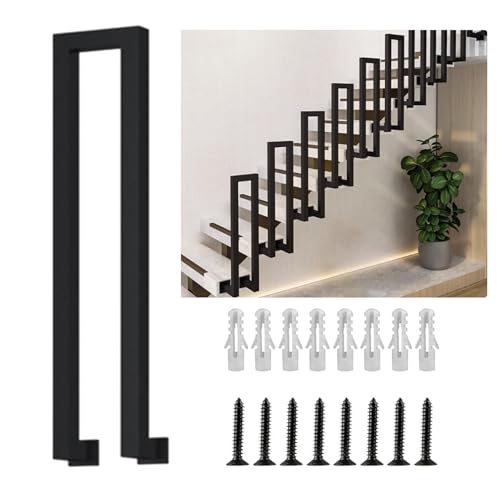 ESTGAWT Treppengeländer Innen,Treppengeländer U Form,Handlauf Treppe,Treppengeländer,Treppengeländer Außen,Handlauf Edelstahl,für Balkone Flure Wohnungen. (Seite schwarz, 65CM) von ESTGAWT
