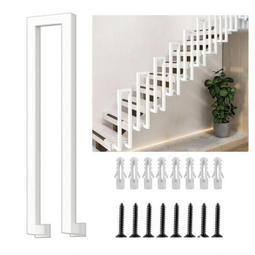 ESTGAWT Treppengeländer Innen,Treppengeländer U Form,Handlauf Treppe,Treppengeländer,Treppengeländer Außen,Handlauf Edelstahl,für Balkone Flure Wohnungen. (Seite weiß, 100CM) von ESTGAWT