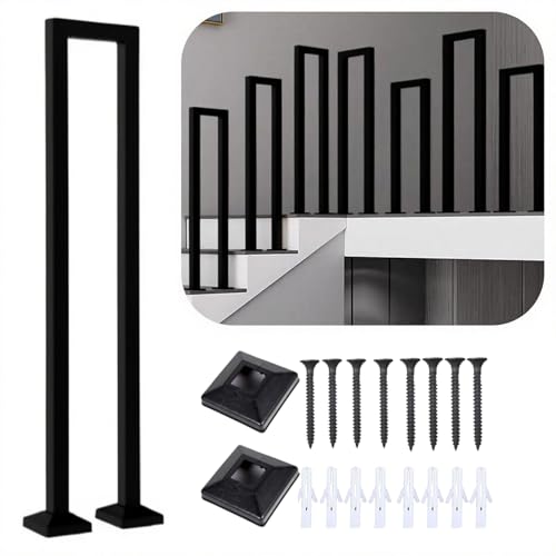 ESTGAWT Treppengeländer Innen,Treppengeländer U Form,Handlauf Treppe,Treppengeländer,Treppengeländer Außen,Handlauf Edelstahl,für Balkone Flure Wohnungen. (Vertikal schwarz, 100CM) von ESTGAWT